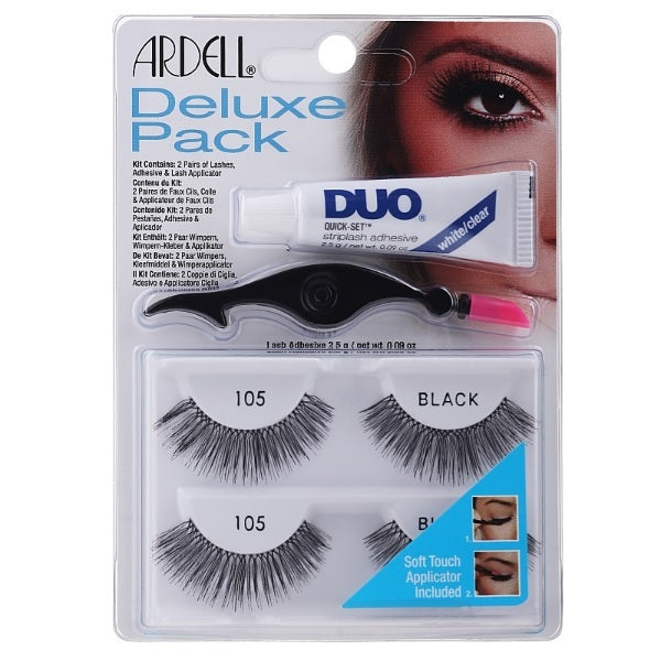 ARDELL DELUXE PACK SET FALSE EYELASHES 2 PAIRS 105 BLACK