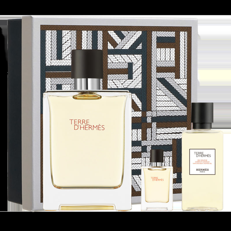 HERMES TERRE D`HERMÈS GIFT SET EAU DE TOILETTE 100ML AND MINIATURE 5ML AND SHOWER GEL 40ML