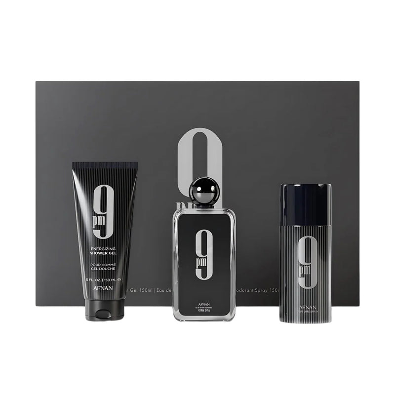 AFNAN 9PM GIFT SET EAU DE PARFUM 100ML + SHOWER GEL 200ML + DEO SPRAY 250ML
