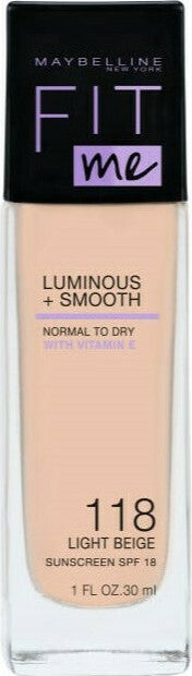 MAYBELLINE FIT ME LIQUID MAKE UP 118 LIGHT BEIGE 30ML