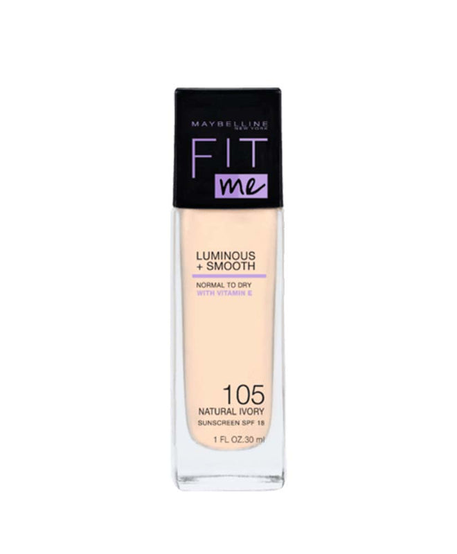 MAYBELLINE FIT ME LUMINOUS AND SMOOTH FOUNDATION 105 NATURAL IVORY 30ML