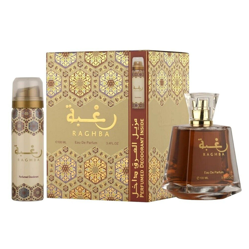 LATTAFA RAGHBA EAU DE PARFUM 100ML AND DEODORANT SPRAY 50ML GIFT SET